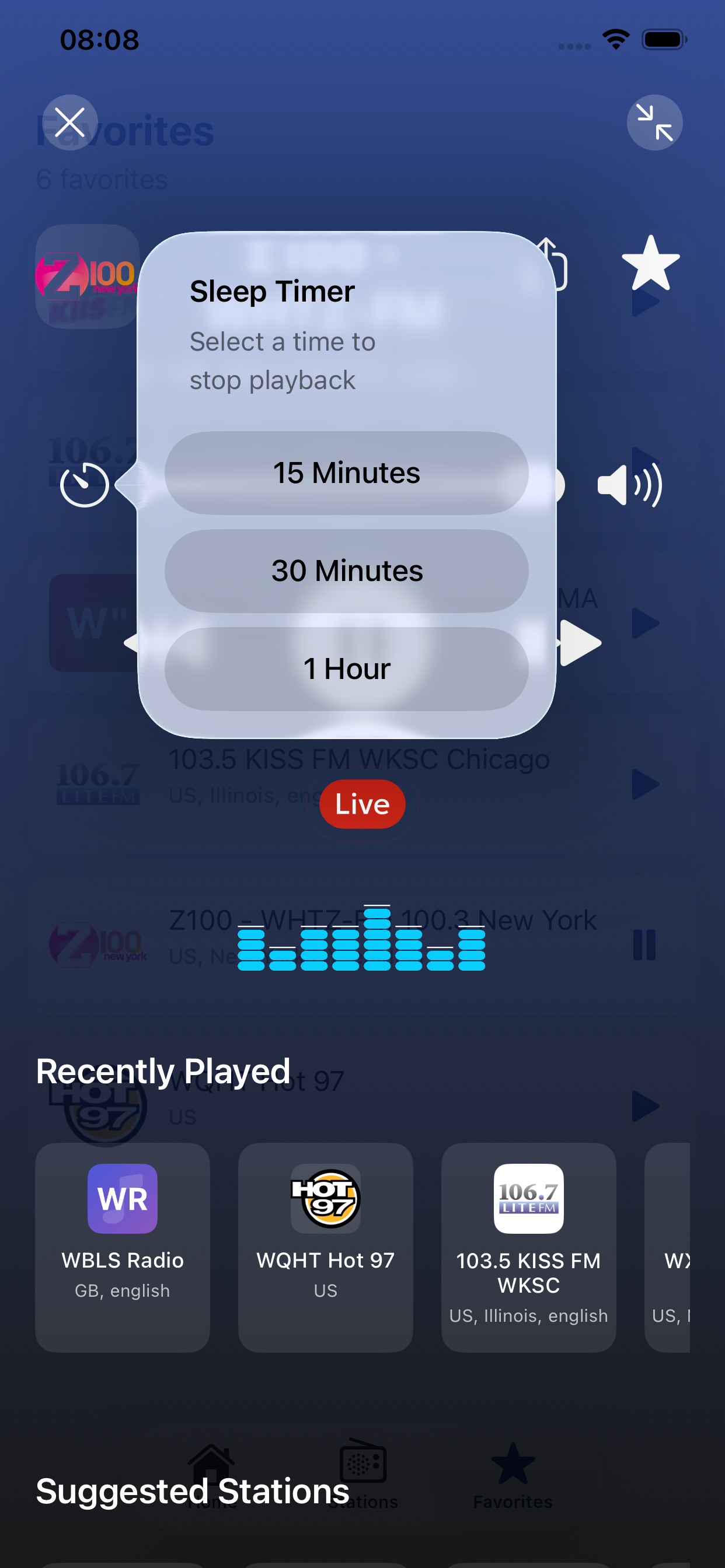 Um Timer para desligar o rádio automaticamente após um determinado tempo.