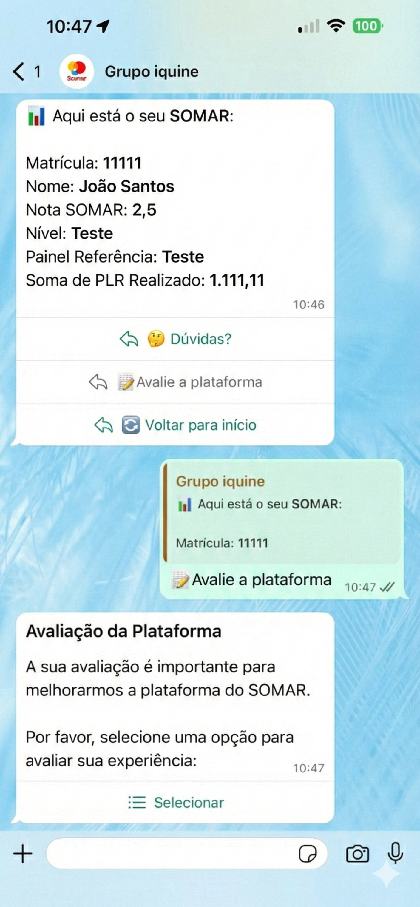 Disponilizando um canal de avaliação para os colaboradores expressarem suas opiniões sobre o Programa de Remuneração Variável.